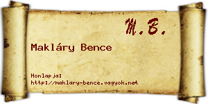 Makláry Bence névjegykártya